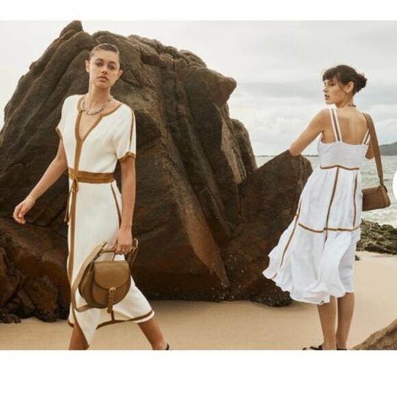 Sancia Revolve dress XS linen white Arcais Apron minimalist old money retro - Picture 2 of 12